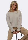 Kate & Pippa Bliss Bow Knit One Size Jumper, Beige