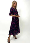 Kate & Pippa Positano Belted Midi Dress, Navy & Magenta