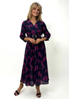 Kate & Pippa Positano Belted Midi Dress, Navy & Magenta