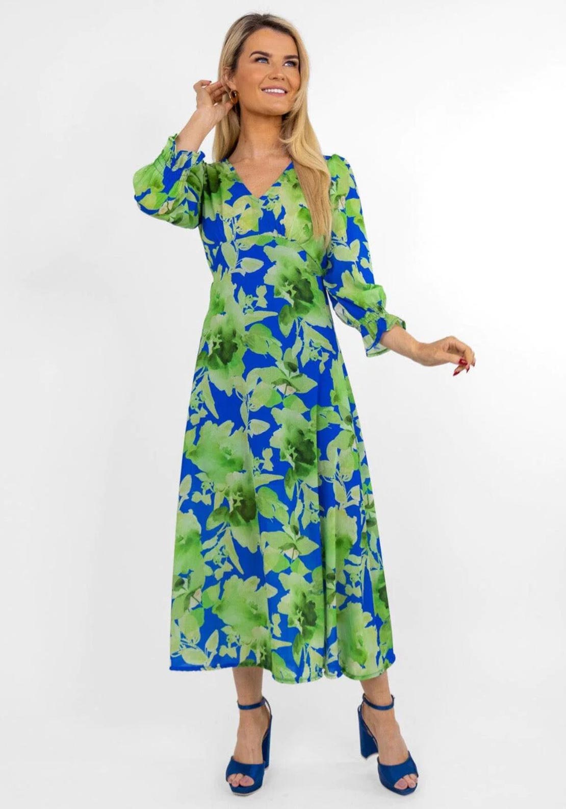 Kate & Pippa Streasa Floral Print Maxi Dress, Green - McElhinneys
