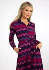 Kate & Pippa Luca Zig Zag Print Shirt Dress, Plum