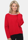 Kate & Pippa Annabelle Pearl One Size Jumper, Red