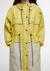 Barbour Evie Showerproof Parka Coat, Beige and Lime