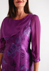 Lizabella Jacquard Floral Chiffon Panel Dress, Purple