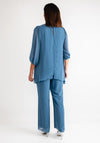 Lizabella Drape Chiffon Top and Wide Leg Trousers, Blue