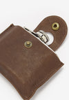 Barbour 4oz Hinged Hip Flask, Steel & Brown