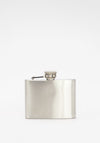 Barbour 4oz Hinged Hip Flask, Steel & Brown