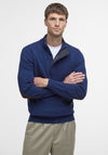 Barbour Men’s Essential Elbow Patch Button Neck Jumper, Deep Blue