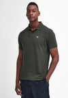 Barbour Men's Tartan Contrast Pique Polo Shirt, Seaweed