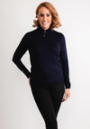 Micha Stud Detail Polo Neck Jumper, Navy