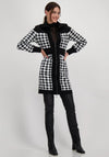 Monari Houndstooth Zipped Long Cardigan, Black & White