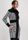 Monari Houndstooth Zipped Long Cardigan, Black & White