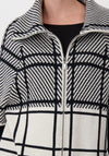 Monari Contrast Check Zip Cardigan, Black & Beige