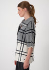 Monari Contrast Check Zip Cardigan, Black & Beige