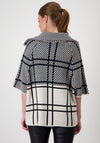 Monari Contrast Check Zip Cardigan, Black & Beige