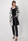 Monari Reversible Tiger Print Long Cardigan, Black & Silver