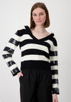 Monari Sequin Sleeve Striped Jumper, Black & White