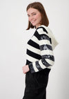 Monari Sequin Sleeve Striped Jumper, Black & White