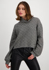 Monari Herringbone Knit Jumper, Black & White