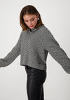 Monari Herringbone Knit Jumper, Black & White