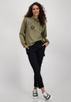 Monari Patches & Rhinestone Sweatshirt, Green