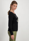 Monari Rhinestone Long Sleeve T-Shirt, Black