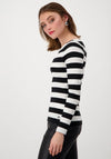 Monari Striped Long Sleeve T-Shirt, Black & White