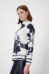 Morari Floral Jacquard Half Zip Jumper, Light Grey