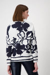 Morari Floral Jacquard Half Zip Jumper, Light Grey