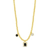 Absolute Black Halo Pendant Beaded Necklace, Gold