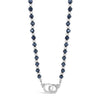 Absolute Interlocking Circles Necklace, Silver & Navy