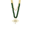 Absolute North Star Double Layered Beaded Necklace, Gold & Green