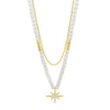 Absolute North Star Double Layered Pearl Beaded Necklace, Gold