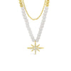 Absolute North Star Double Layered Pearl Beaded Necklace, Gold