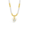 Absolute Heart Pendant Pearl Beaded Necklace, Gold