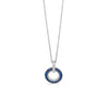 Absolute CZ Disc Pendant Necklace, Silver & Navy