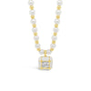 Absolute CZ Cube Pearl Beaded Necklace, Gold