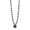 Absolute CZ Cube Beaded Necklace, Silver & Navy