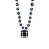 Absolute CZ Cube Beaded Necklace, Silver & Navy