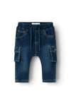 Name It Baby Boy Ben Cargo Jeans, Dark Blue Denim