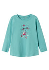 Name It Mini Girl Violet Long Sleeve Top, Wasabi Cat