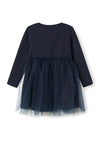 Name It Mini Girl Rjul Long Sleeve Reindeer Dress, Dark Sapphire