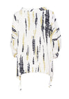 Naya Printed Panel Dip Hem Shirt, White & Olive