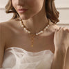 Newbridge Silverware Sappho Large Baroque Pearl Necklace, Gold