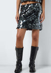 Noisy May Mille Disc Sequin Mini Skirt, Silver