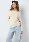 Noisy May Heidi Off Shoulder Jumper, Cream