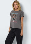 Noisy May Nate Tiger Graphic T Shirt, Grey