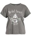 Noisy May Gaby Rock Heart T Shirt, Grey