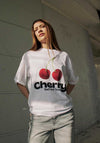 Noisy May Millie Cherry Short Sleeve T-Shirt, White