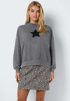 Noisy May Robin Acid Wash Sweatshirt, Grey